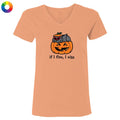 If I Fits I Sits Pumpkin - Ladies T-Shirt V-Neck
