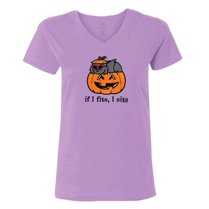 If I Fits I Sits Pumpkin - Ladies T-Shirt V-Neck