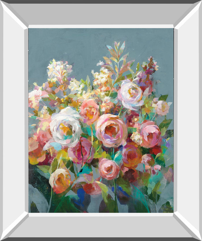 Joy Of The Garden II By Danhui Nai - Mirror Framed Print Wall Art - Blue