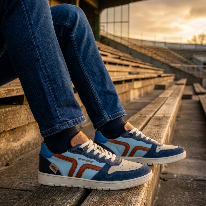 Kamo-Gutsu CAMPO 048 Low Sneaker (Men) - Jeans Combi Athletic - Casual - Lace Up - The Heel Shoe Fitters