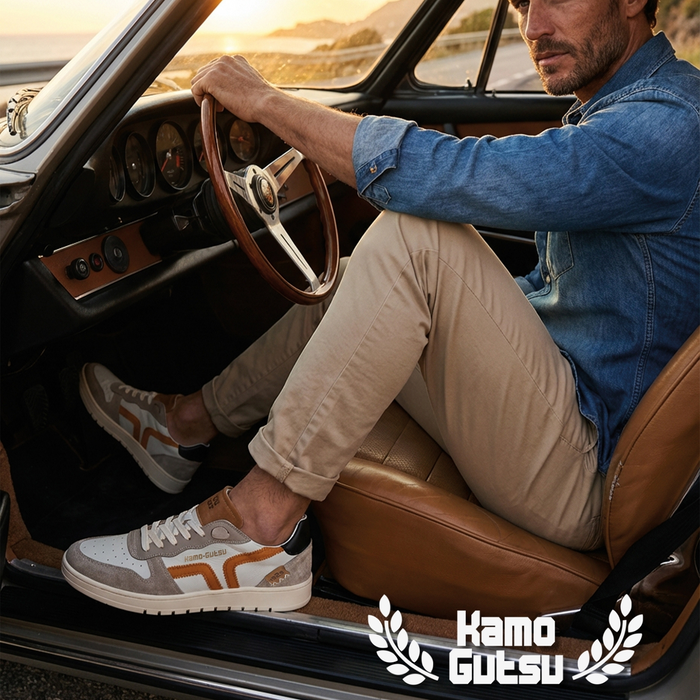 Kamo-Gutsu CAMPO 048 Sneaker (Men) - Beige/Arancio Athletic - Casual - Lace Up - The Heel Shoe Fitters