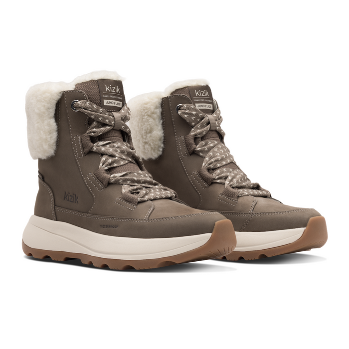 Kizik Juno 2 Lace Boot (Women) - Shitake/Fog Boots - Winter - Mid - The Heel Shoe Fitters