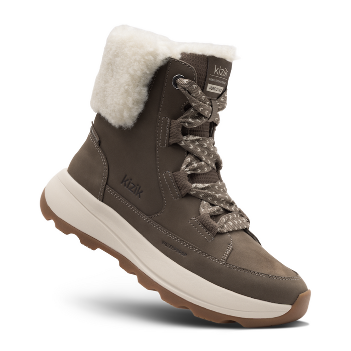 Kizik Juno 2 Lace Boot (Women) - Shitake/Fog Boots - Winter - Mid - The Heel Shoe Fitters