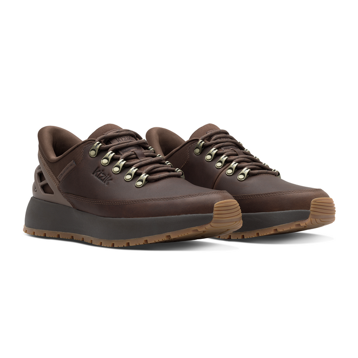 Kizik Wasatch Leather Low (Men) - Soft Silt/Demitasse Athletic - Casual - Lace Up - The Heel Shoe Fitters
