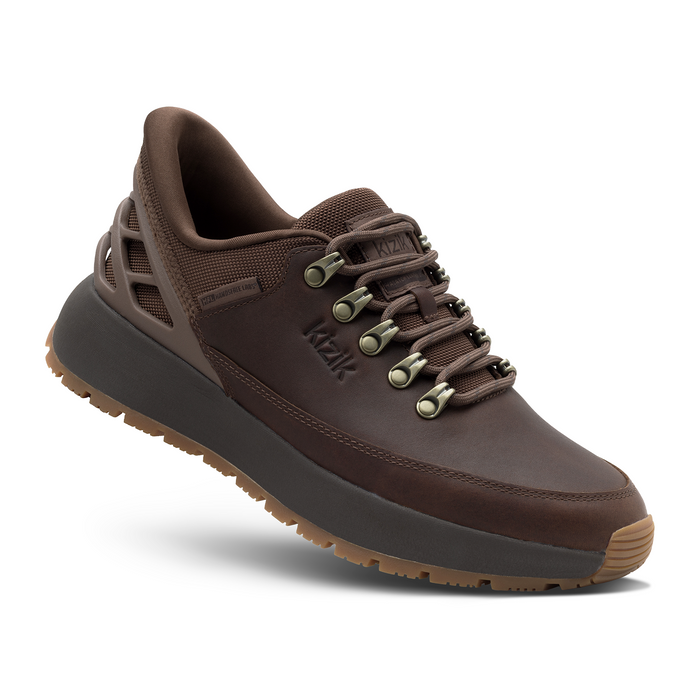 Kizik Wasatch Leather Low (Men) - Soft Silt/Demitasse Athletic - Casual - Lace Up - The Heel Shoe Fitters