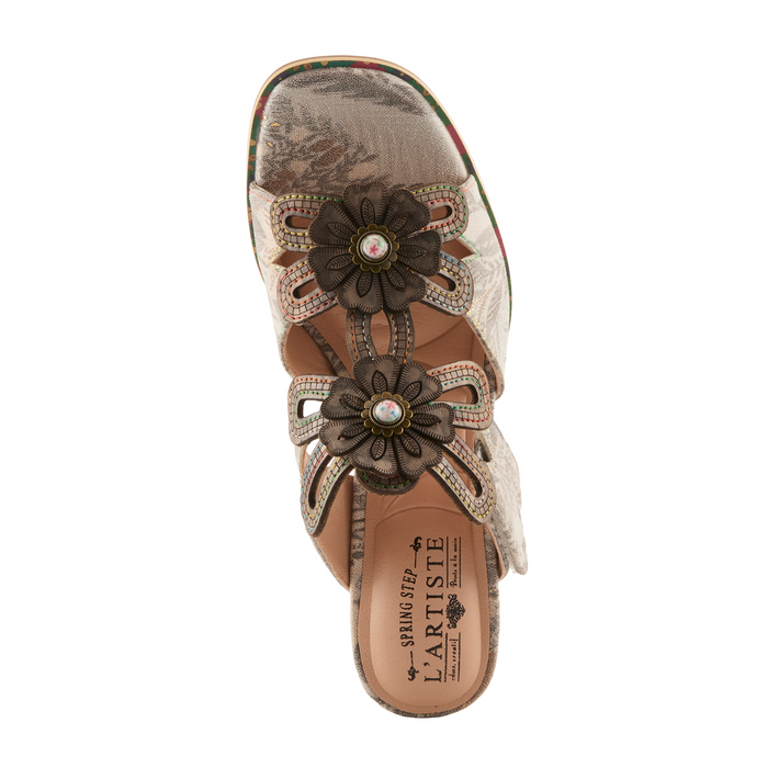 L'Artiste Alania-Garden Wedge Sandal (Women) - Grey Multi Sandal - Heel/Wedge - The Heel Shoe Fitters