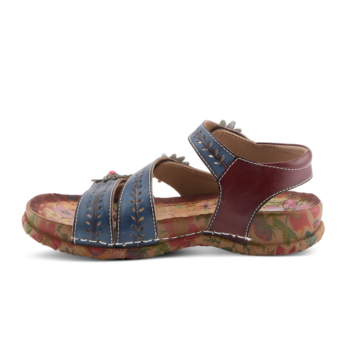 L'Artiste Anewtrio Backstrap Sandal (Women) - Navy Multi Sandal - Backstrap - The Heel Shoe Fitters