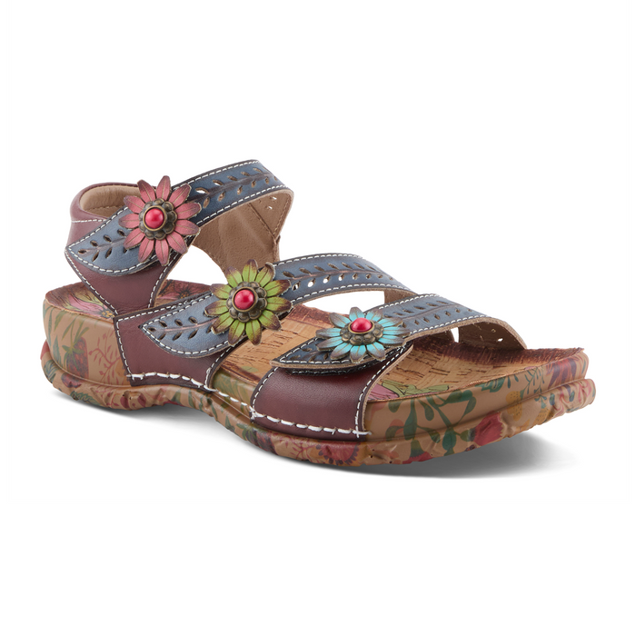 L'Artiste Anewtrio Backstrap Sandal (Women) - Navy Multi Sandal - Backstrap - The Heel Shoe Fitters