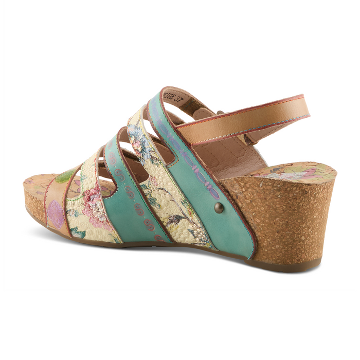 L'Artiste Buckleitup Wedge Sandal (Women) - Beige Multi Sandal - Heel/Wedge - The Heel Shoe Fitters