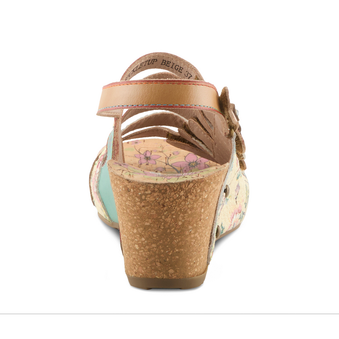 L'Artiste Buckleitup Wedge Sandal (Women) - Beige Multi Sandal - Heel/Wedge - The Heel Shoe Fitters