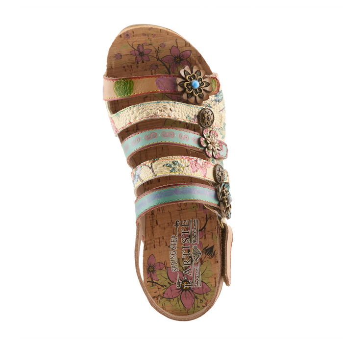 L'Artiste Buckleitup Wedge Sandal (Women) - Beige Multi Sandal - Heel/Wedge - The Heel Shoe Fitters