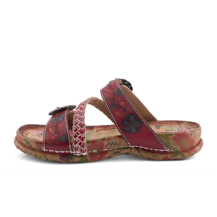 L'Artiste Ontheroad Slide Sandal (Women) - Dark Red Multi Sandal - Slide - The Heel Shoe Fitters