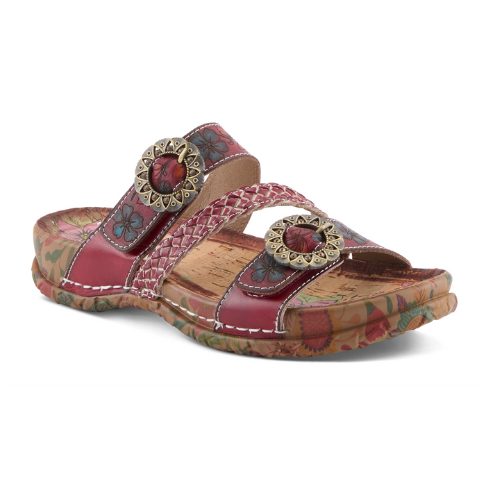 L'Artiste Ontheroad Slide Sandal (Women) - Dark Red Multi Sandal - Slide - The Heel Shoe Fitters