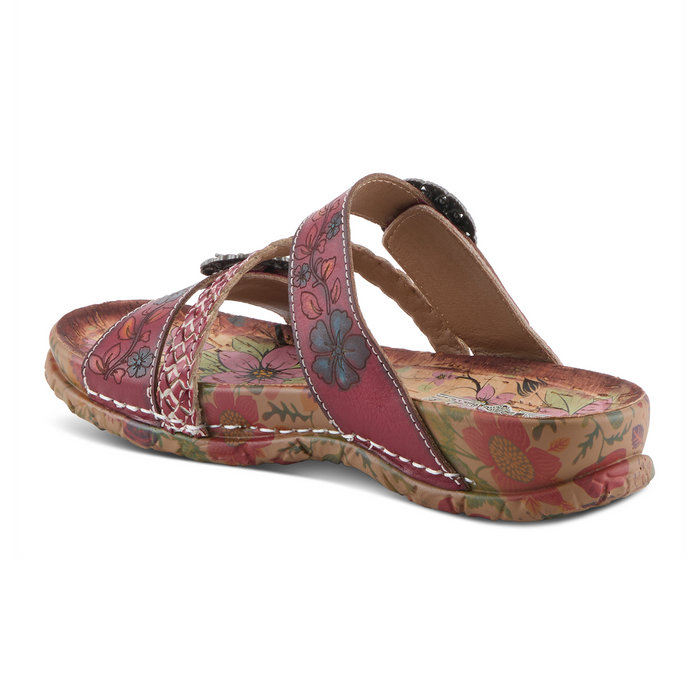L'Artiste Ontheroad Slide Sandal (Women) - Dark Red Multi Sandal - Slide - The Heel Shoe Fitters
