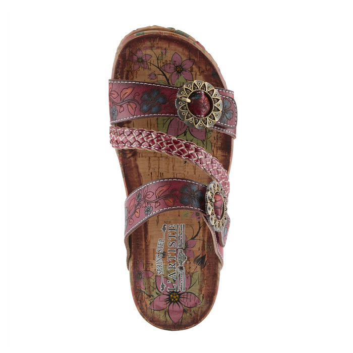 L'Artiste Ontheroad Slide Sandal (Women) - Dark Red Multi Sandal - Slide - The Heel Shoe Fitters