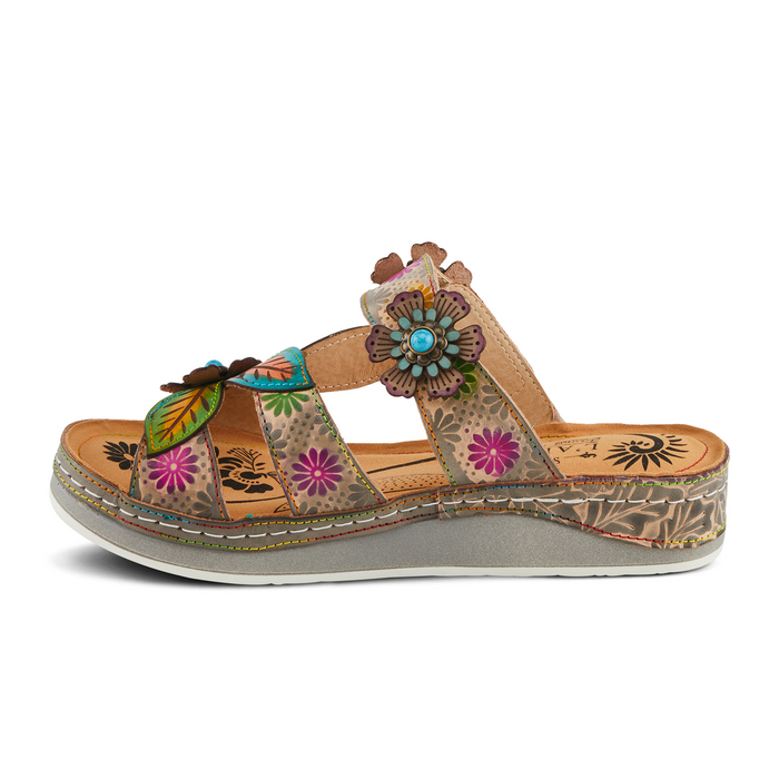 L'Artiste Pillow-Soft Slide Sandal (Women) - Grey Multi Sandal - Slide - The Heel Shoe Fitters