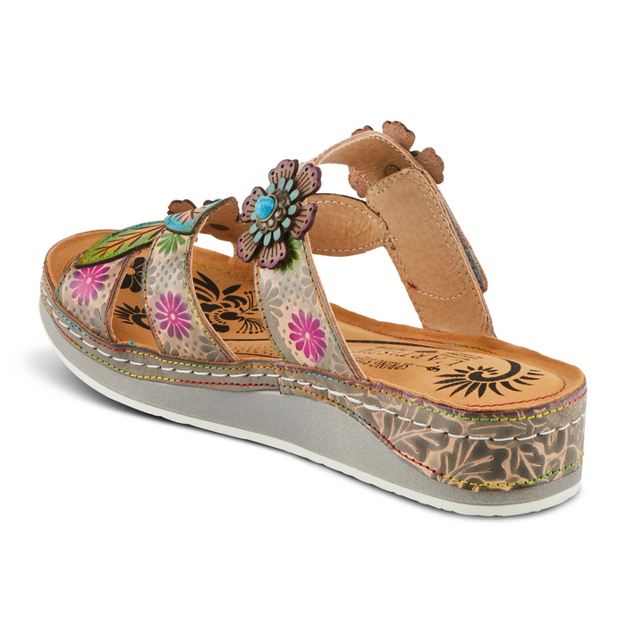 L'Artiste Pillow-Soft Slide Sandal (Women) - Grey Multi Sandal - Slide - The Heel Shoe Fitters