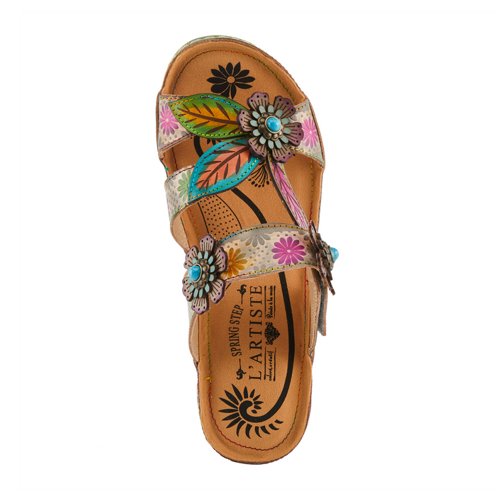 L'Artiste Pillow-Soft Slide Sandal (Women) - Grey Multi Sandal - Slide - The Heel Shoe Fitters