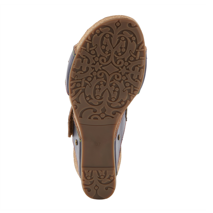 L'Artiste Prettypetals Wedge Sandal (Women) - Navy Multi Sandal - Heel/Wedge - The Heel Shoe Fitters