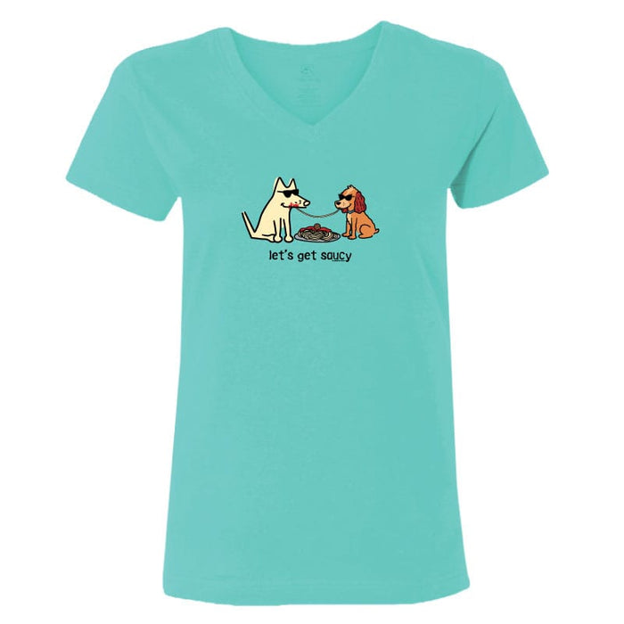 Lets Get Saucy - Ladies T-Shirt V-Neck