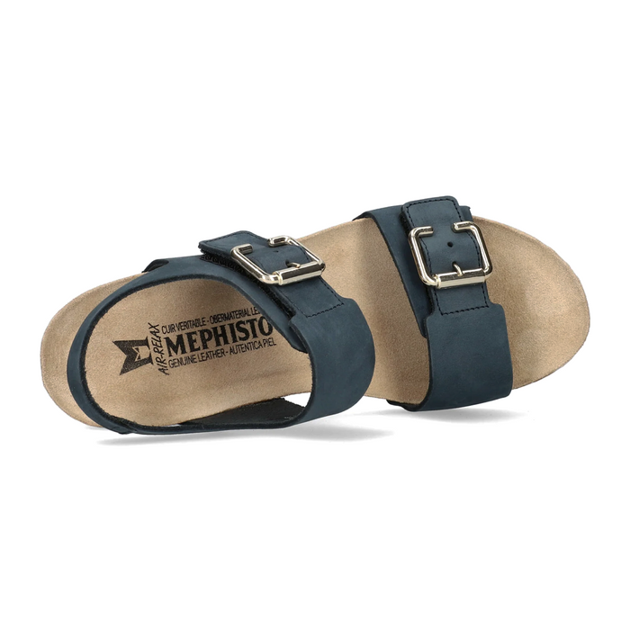 Mephisto Lissandra Wedge Sandal (Women) - Navy Sandalbuck Sandal - Heel/Wedge - The Heel Shoe Fitters