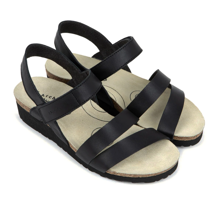 Naot Kayla Arch Pro Wedge Sandal (Women) - Black Matte Leather Sandal - Heel/Wedge - The Heel Shoe Fitters