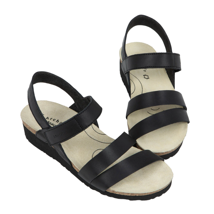 Naot Kayla Arch Pro Wedge Sandal (Women) - Black Matte Leather Sandal - Heel/Wedge - The Heel Shoe Fitters