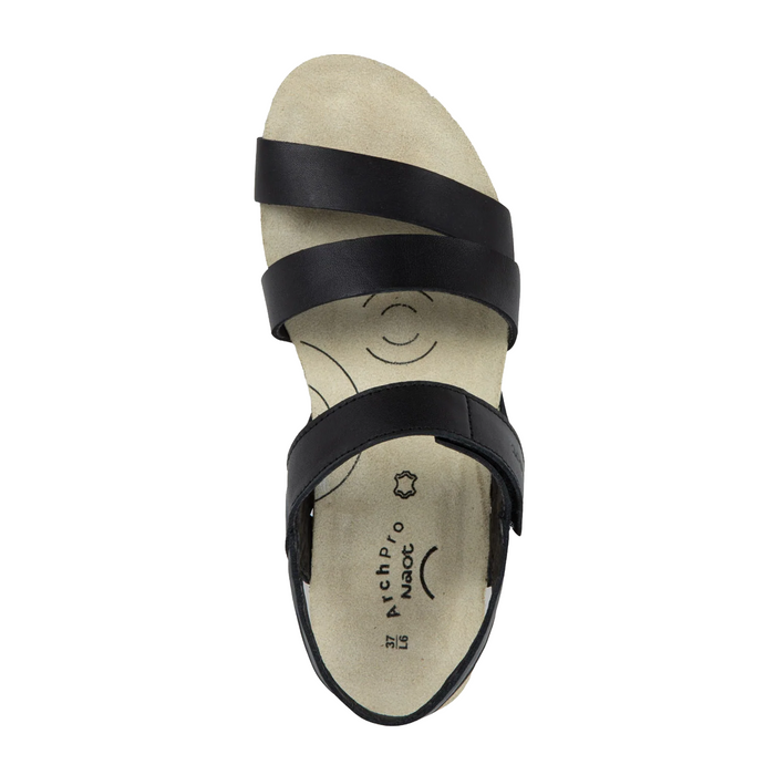Naot Kayla Arch Pro Wedge Sandal (Women) - Black Matte Leather Sandal - Heel/Wedge - The Heel Shoe Fitters