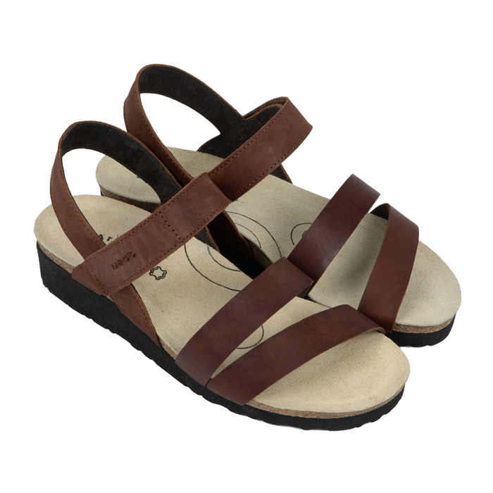 Naot Kayla Arch Pro Wedge Sandal (Women) - Cognac Leather Sandal - Heel/Wedge - The Heel Shoe Fitters
