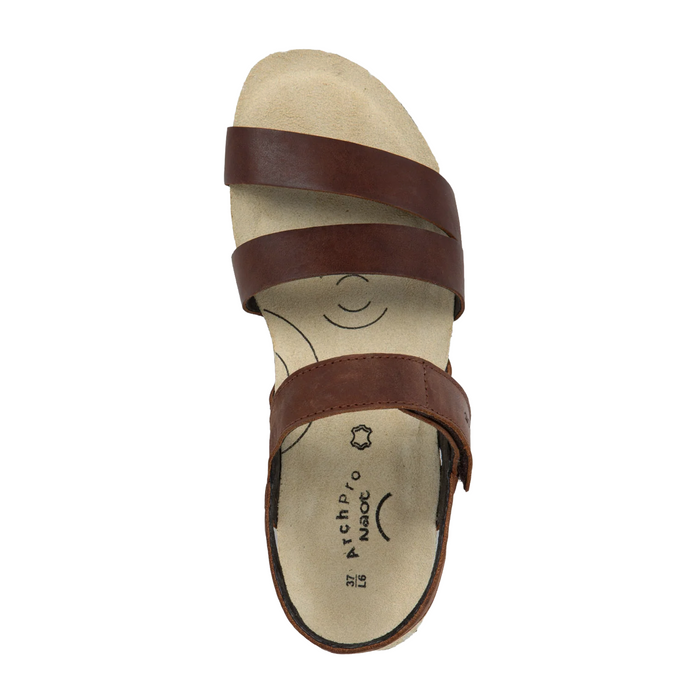 Naot Kayla Arch Pro Wedge Sandal (Women) - Cognac Leather Sandal - Heel/Wedge - The Heel Shoe Fitters