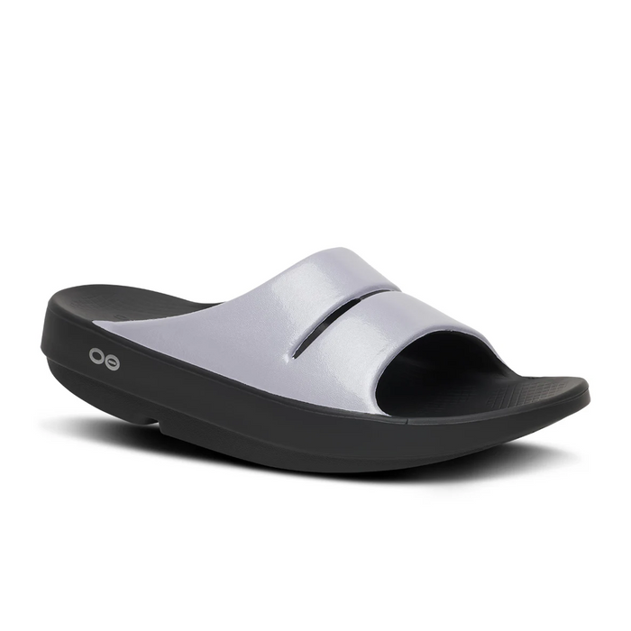Oofos OOahh Luxe Slide (Women) - Black/Lavender Bliss Sandal - Slide - The Heel Shoe Fitters
