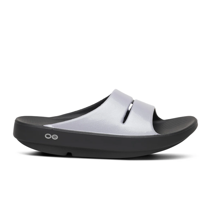 Oofos OOahh Luxe Slide (Women) - Black/Lavender Bliss Sandal - Slide - The Heel Shoe Fitters