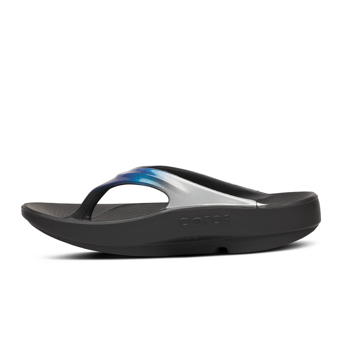 Oofos OOlala Luxe Sandal (Women) - Shimmer Blue Sandal - Thong - The Heel Shoe Fitters