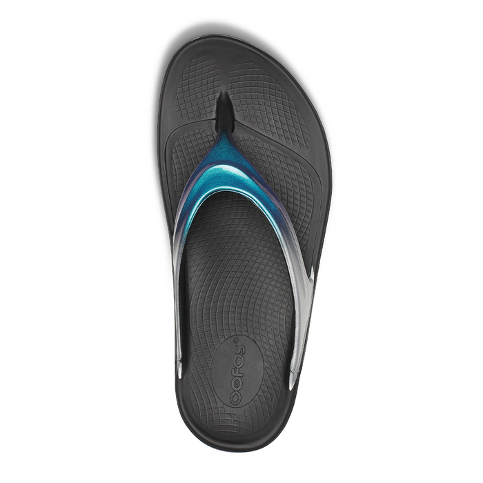 Oofos OOlala Luxe Sandal (Women) - Shimmer Blue Sandal - Thong - The Heel Shoe Fitters