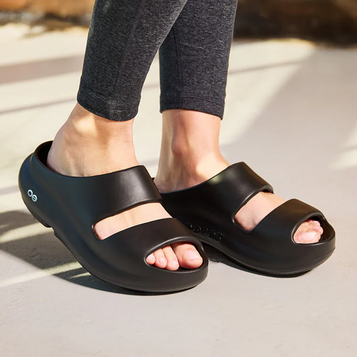 Oofos OOyea Slide (Women) - Black Sandal - Slide - The Heel Shoe Fitters