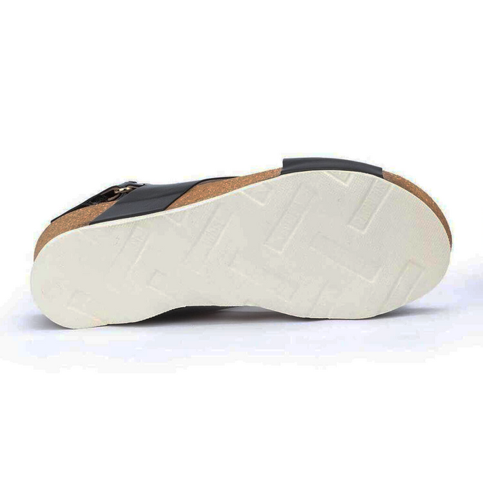 Pikolinos Mahon W9E-0912 Backstrap Sandal (Women) - Black Leather Sandal - Heel/Wedge - The Heel Shoe Fitters