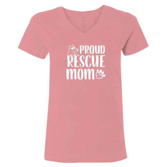 Proud Rescue Mom - Ladies T-Shirt V-Neck