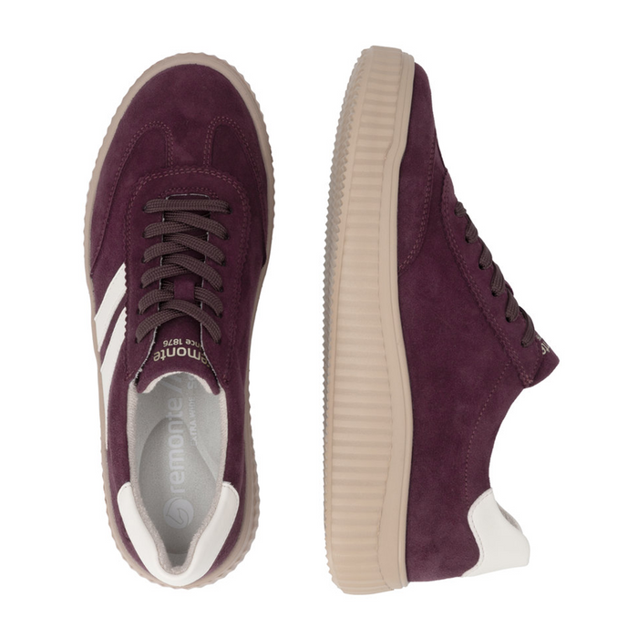 Remonte Levke D3E00 Sneaker (Women) - Brombeer/Cotton Athletic - Casual - Lace Up - The Heel Shoe Fitters