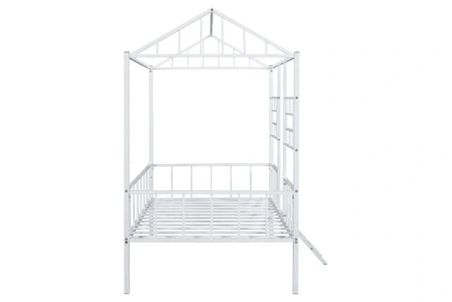 Rhonda Twin Loft Bed White, Silver, & Black
