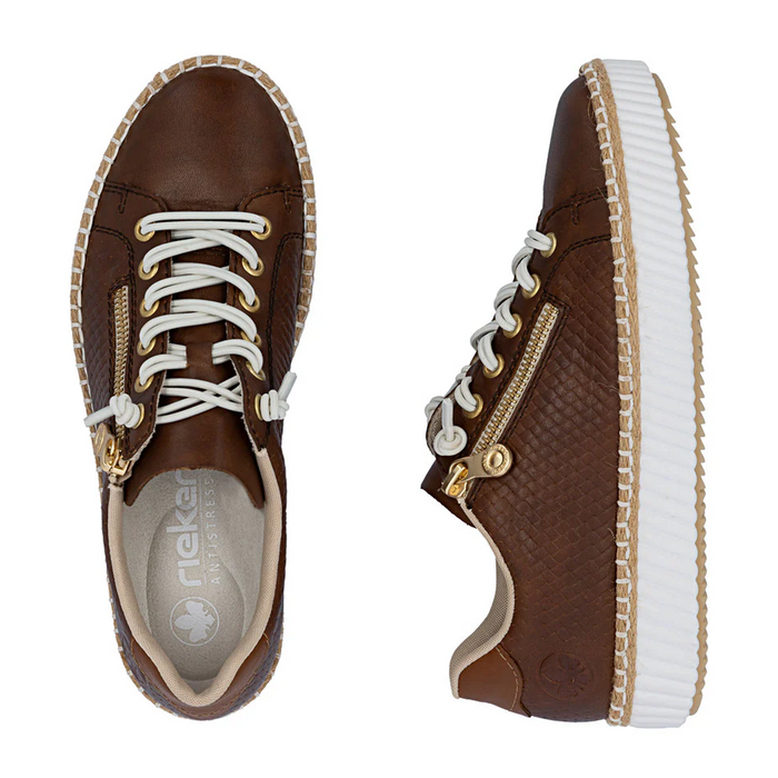 Rieker Enya 40 Sneaker (Women) - Chestnut Athletic - Casual - Lace Up - The Heel Shoe Fitters