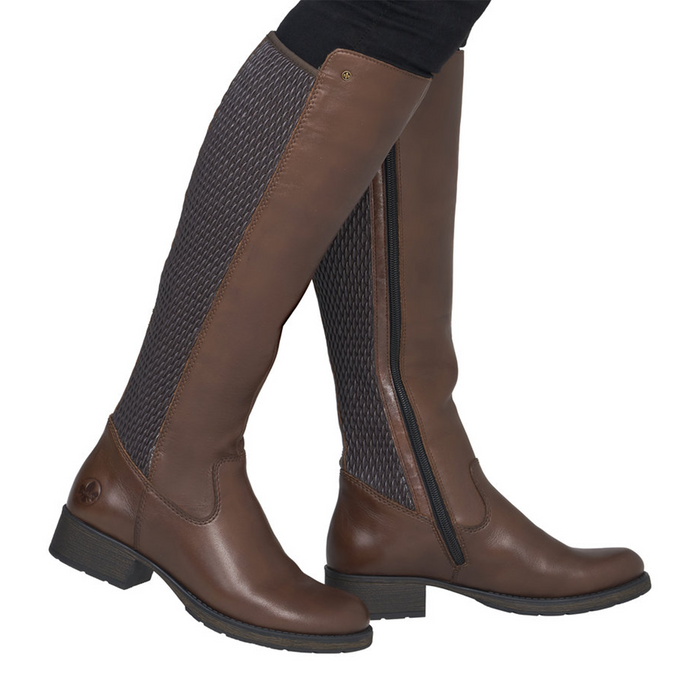 Rieker Faith Z9591 Tall Boot (Women) - Ebony/Moro/Chestnut Boots - Casual - High - The Heel Shoe Fitters