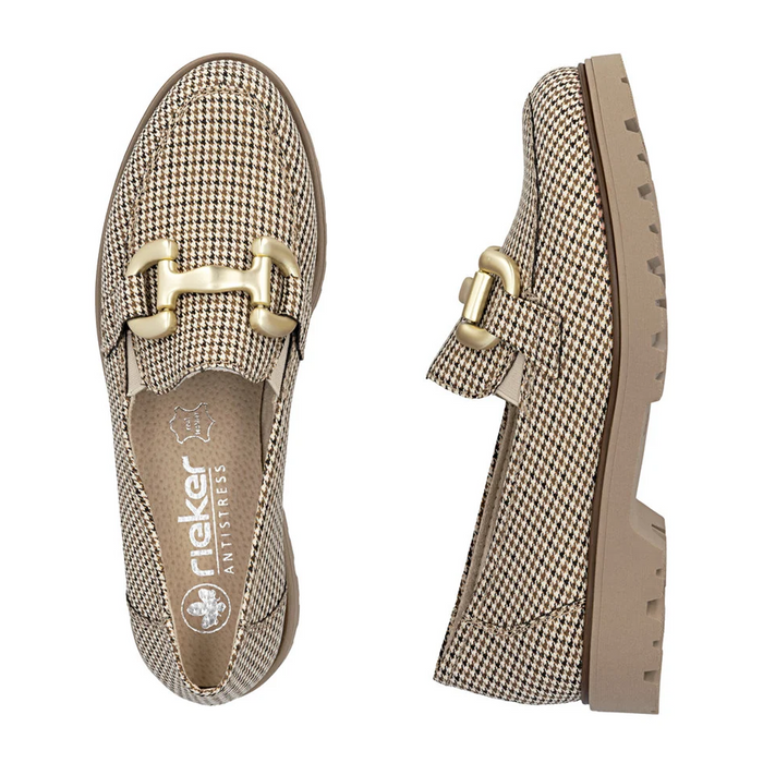 Rieker Gitta 45561 Loafer (Women) - Beige/Schwarz Dress-Casual - Loafer - The Heel Shoe Fitters