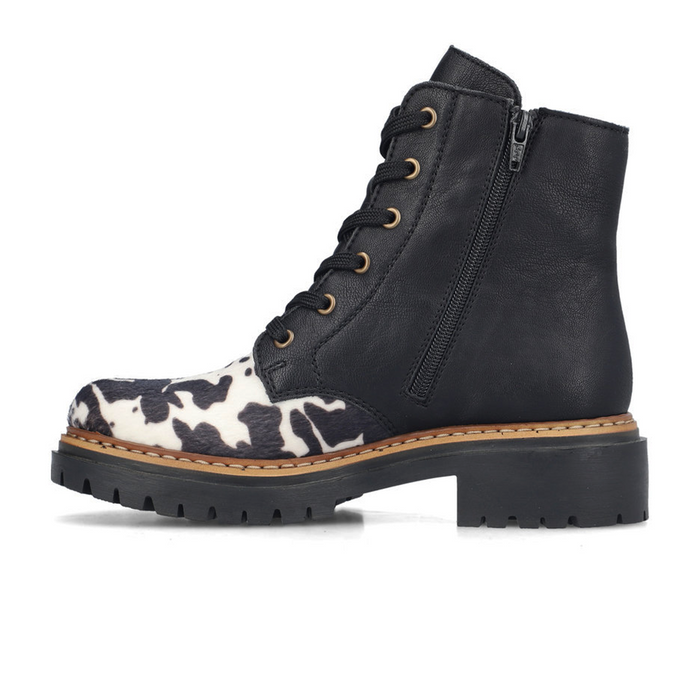 Rieker Pearl 17 Lace Up Boot (Women) - Weiss/Schwarz Boots - Casual - Low - The Heel Shoe Fitters