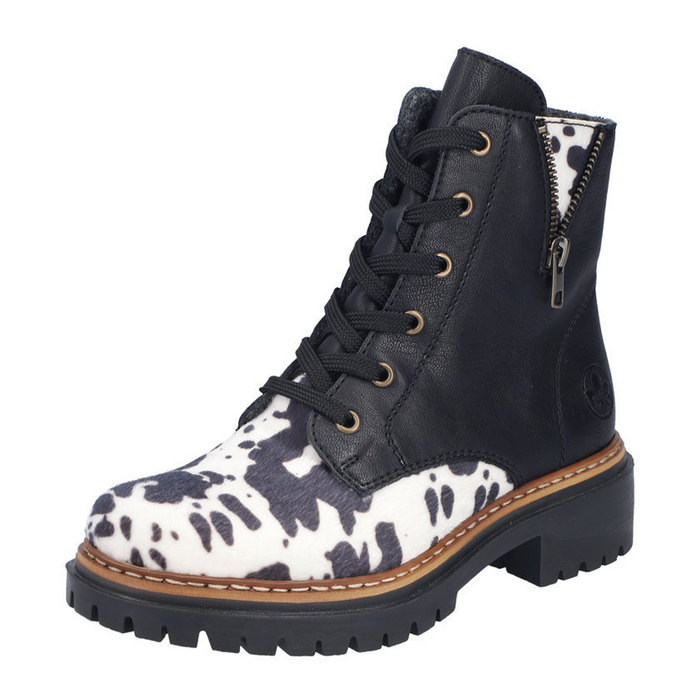 Rieker Pearl 17 Lace Up Boot (Women) - Weiss/Schwarz Boots - Casual - Low - The Heel Shoe Fitters