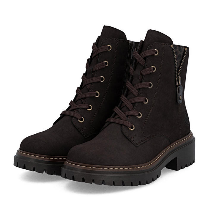 Rieker Pearl 72617 Lace Up Boot (Women) - Nougat/Antik/Espresso Boots - Casual - Low - The Heel Shoe Fitters