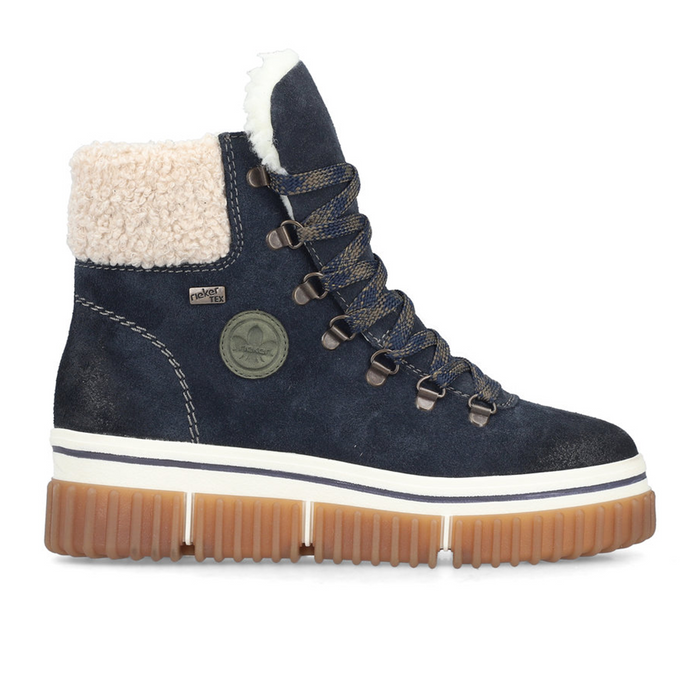 Rieker Trudie 47 Lace Up Boot (Women) - Kobalt/Beige Boots - Casual - Low - The Heel Shoe Fitters