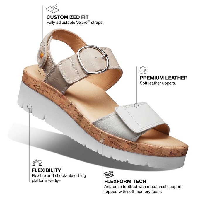 Samuel Hubbard Portola Backstrap Sandal (Women) - Two Tone White Leather Sandal - Heel/Wedge - The Heel Shoe Fitters