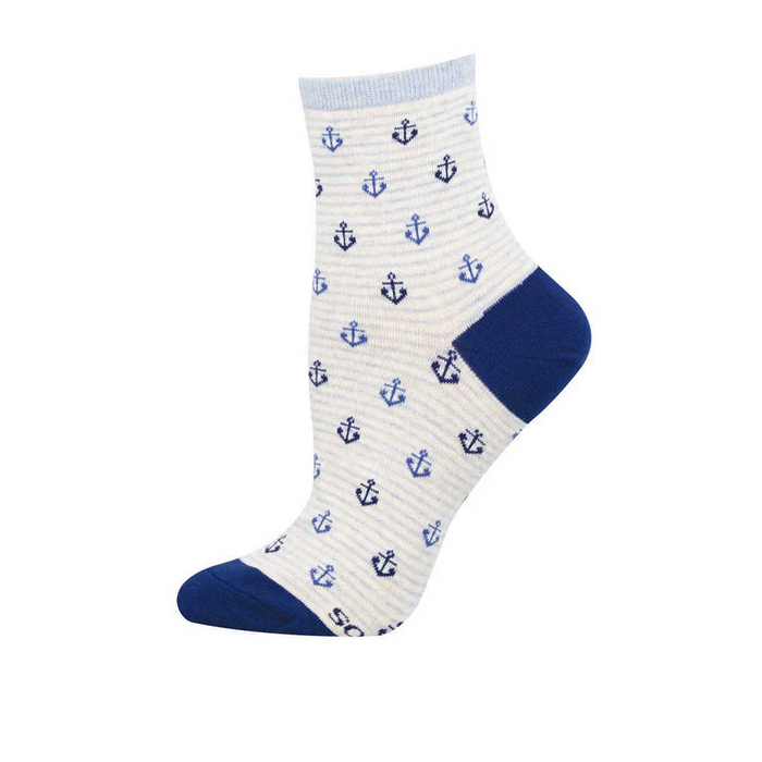 SockSmith Dropping Anchor Mini Crew Sock (Women) - Ivory Heather Accessories - Socks - Lifestyle - The Heel Shoe Fitters
