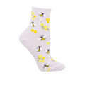 SockSmith Honey Bee Floral Mini Crew Sock (Women) - Purple Heather Accessories - Socks - Lifestyle - The Heel Shoe Fitters