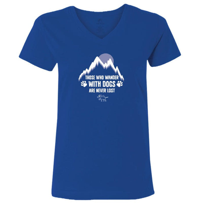 Those Who Wander with Dogs Are Never Lost - Ladies T-Shirt V-Neck